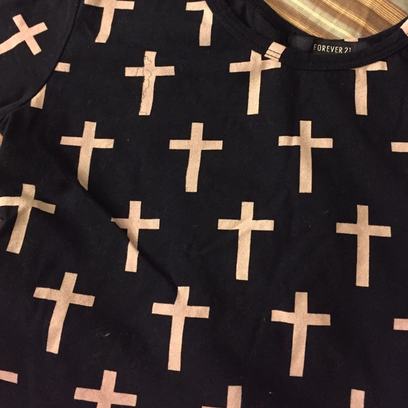 Cross printed on black crop top!😊 - Picture 2 of 2