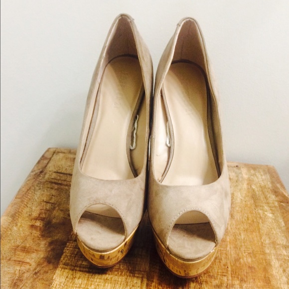 Nude Suede Heels. Too small, never worn