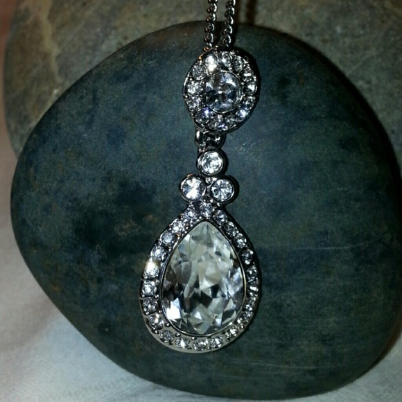 GIVENCHY SWAROVSKI silvertone pendant