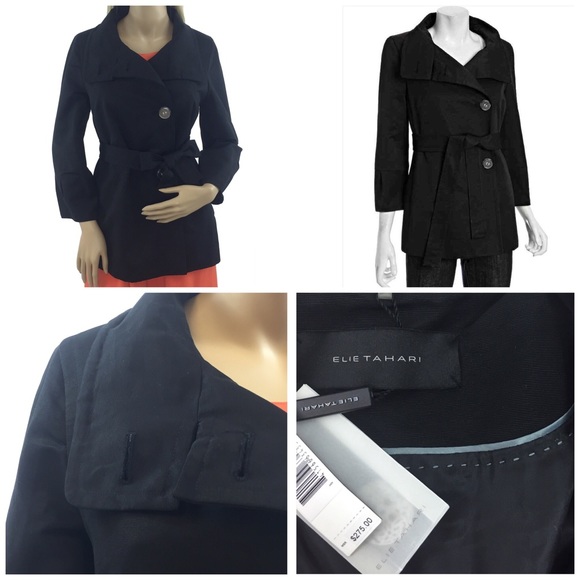 SOLD ELSEWHERE ❤️ NWT Elie Tahari Designer Black 3/4 Sleeve Coat - Picture 4 of 4