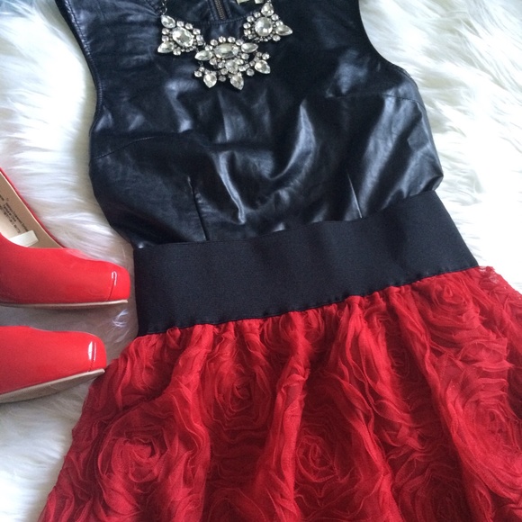 Red Rosettes Skater Skirt
