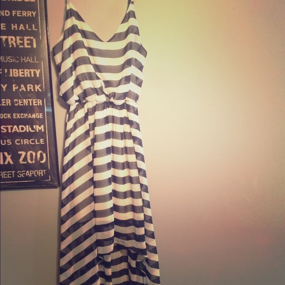 Blue Stripped High-Low Maxi Dress!