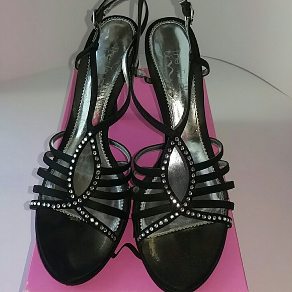 Black, sparkle, strappy sandals