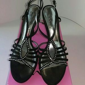 Black, sparkle, strappy sandals