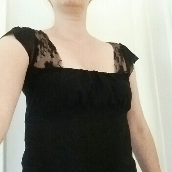 Black mesh and lace anthro top
