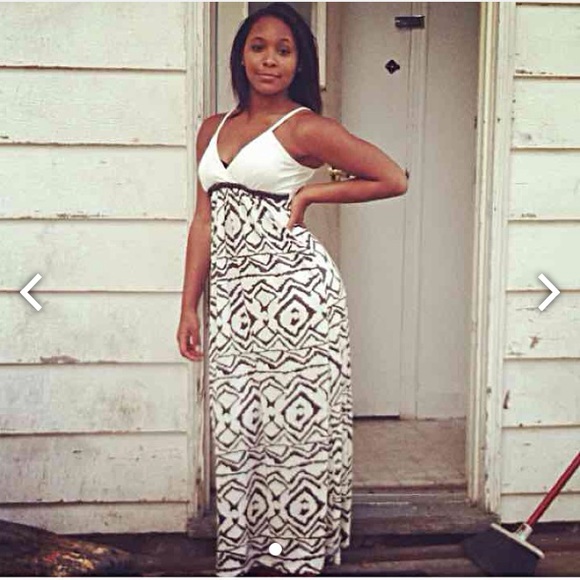 Cream and dark gray maxi dress SOLD