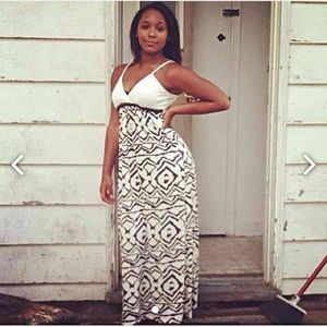 Cream and dark gray maxi dress SOLD