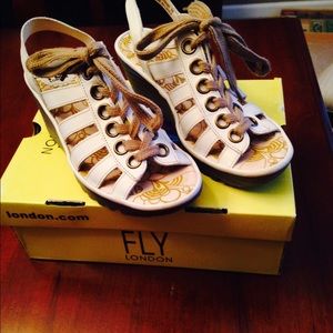 Fly London off white wedge sandal