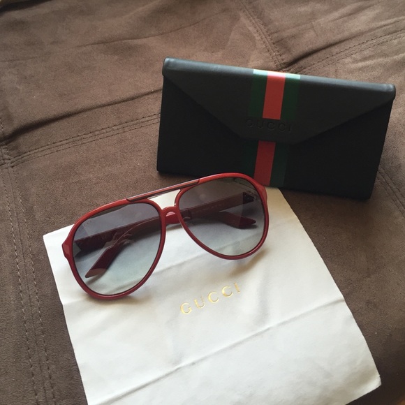 Authentic Gucci Red Aviators