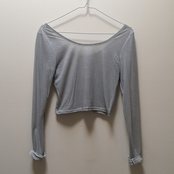 Striped Long-sleeve Crop Top