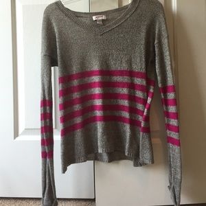 Grey and pink striped sweater