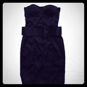 Black bustier midi cocktail dress S