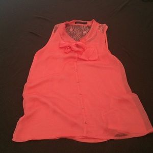 The Limited coral top with lace panel on back
