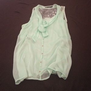 The Limited mint green top with lace panel on back