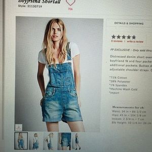 NWOT free people boyfriend light denim shortall