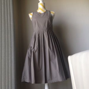 Retro Taupe fit and flare dress