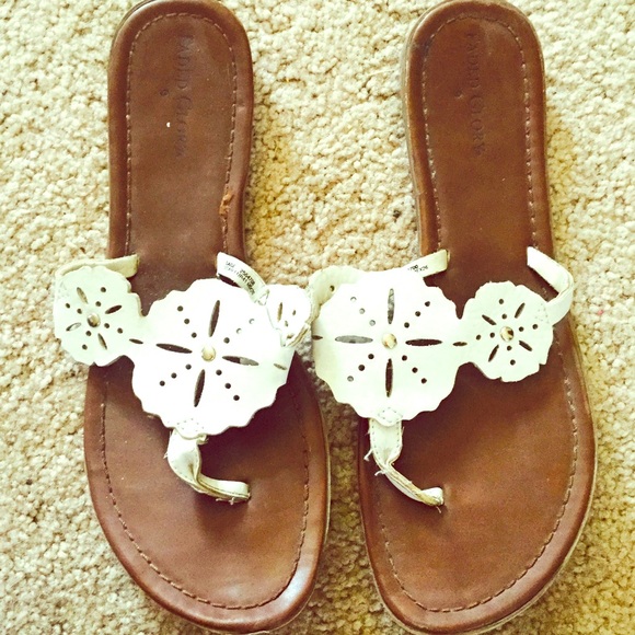 White Flower Flip Flops