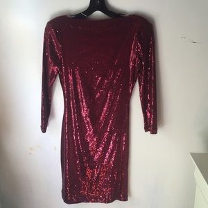 Maroon Sequin Party Dress