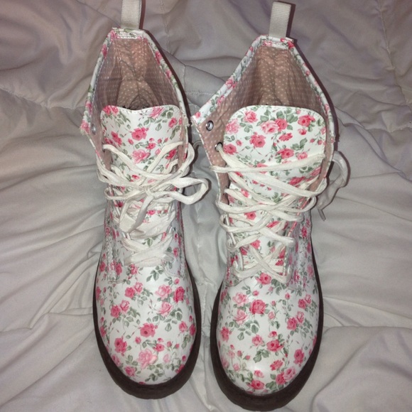 Floral combat boots