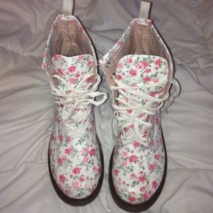 Floral combat boots