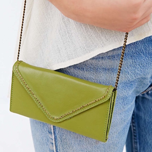 NWT Kimchi Blue real leather crossbody clutch green envelope purse vintage $30 - Picture 4 of 5