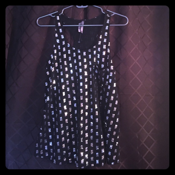 Black Sequin Tank Top