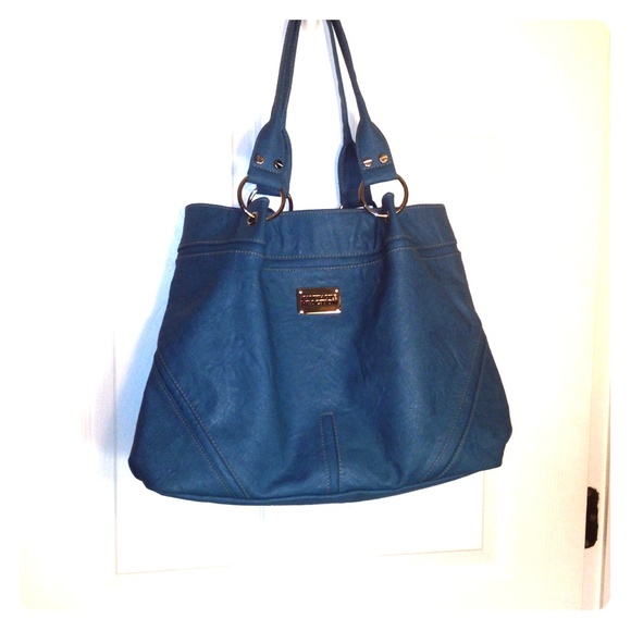 Large Dark Turquoise Blue Vegan Leather Bag