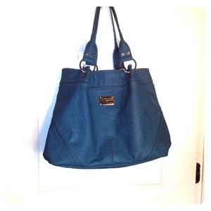 Large Dark Turquoise Blue Vegan Leather Bag