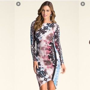 Bebe Print Boatneck Dress