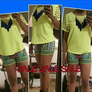 HIGH WAIST TRIBAL PRINT SHORTS