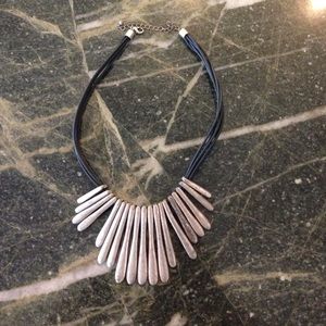 Leather necklace with silver