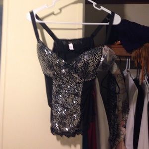 Beautiful sequined bustier with detachable garters