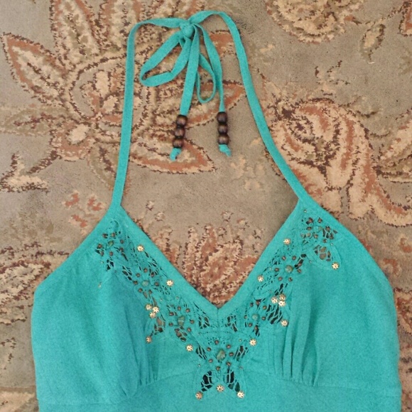 ☆☆SOLD☆☆Turquoise Halter Top - Picture 2 of 4
