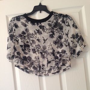 Sheer floral print crop top