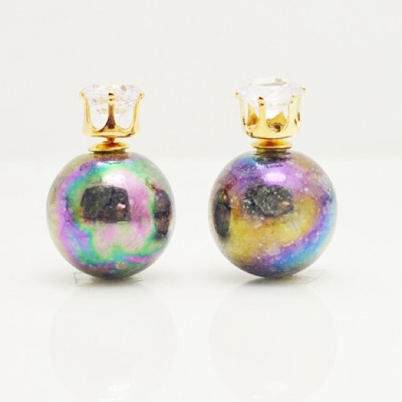 **Silver Crackle Double Sided Earrings**