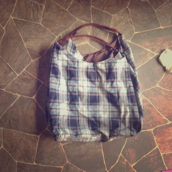Blue plaid tote - Picture 1 of 2