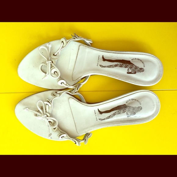 Belle Sigerson Morrison White Leather Flat Sandals