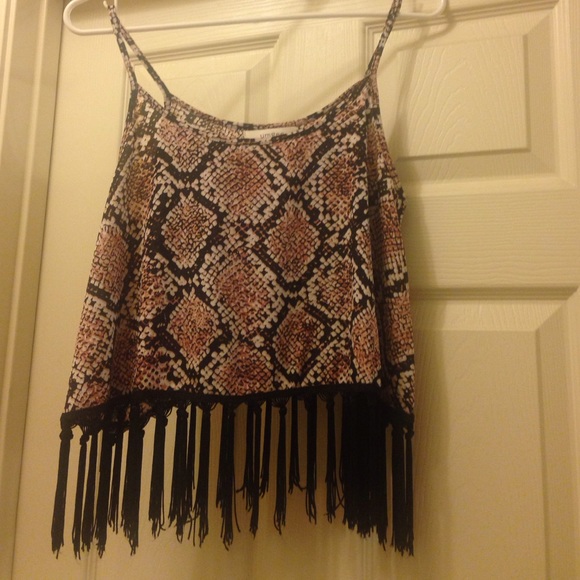 Boho fringe crop tank
