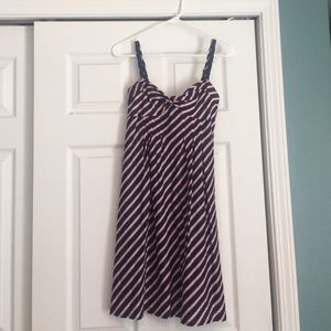 American Eagle Flirty Blue and Red Striped dress