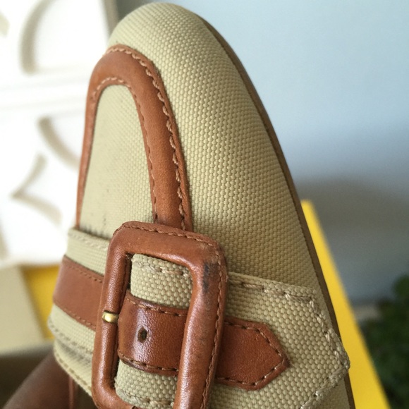 Burberry Leather and Canvas Trench Style Flats - Picture 4 of 4