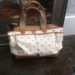 J. Crew cotton & leather purse with racquets