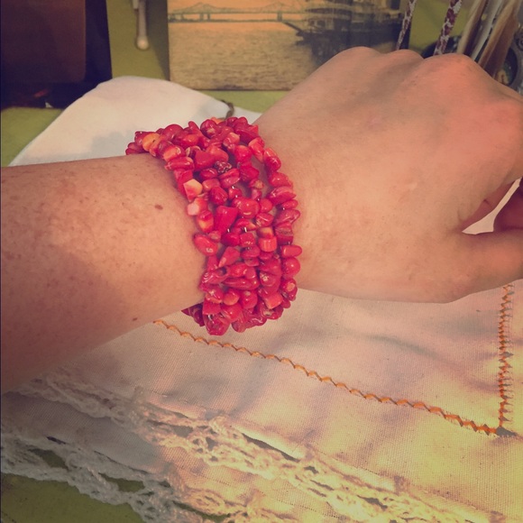 Red stone wrap bracelet