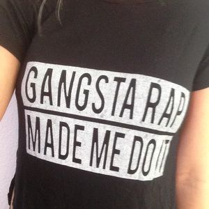 brandy cotton tee "gangsta rap made me do it"