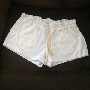 White linen shorts
