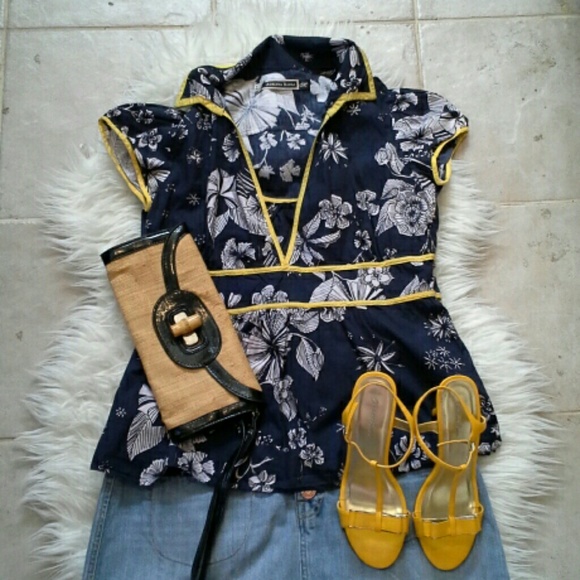 Adriana Barra Navy Floral Top