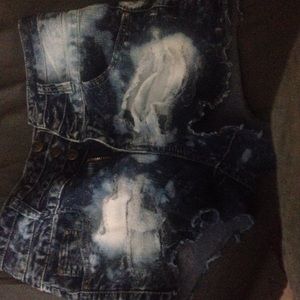 high - wasted acid washed jeans