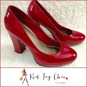 UNLISTED Gorgeous Bright Red Patent Chunky Heels