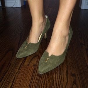 Olive green suede pumps in great condition.