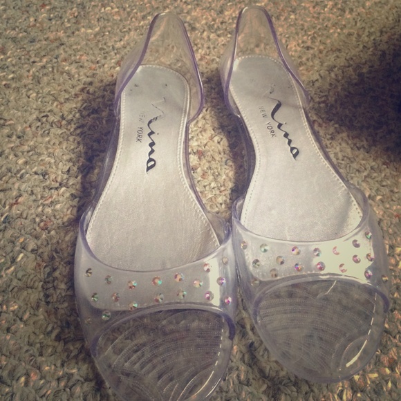 Nina clear gel flats, good condition
