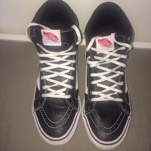 High-Top Black Leather Vans